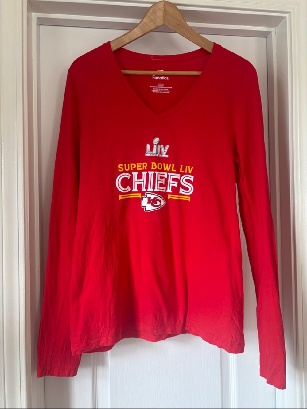 Kansas City Chiefs Super Bowl LIV Women’s Lg V-Neck Long Sleeve Tee